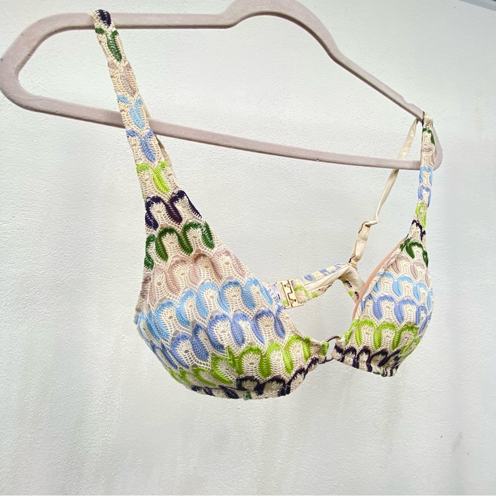 OYSHO Blue Green Crochet Bikini Top Size Small